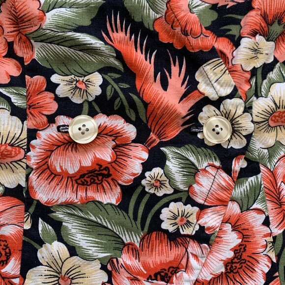 Geometry Floral Double Breasted Button Up Blouse Top Whimsigoth Cottagecore Boho - Picture 6 of 12